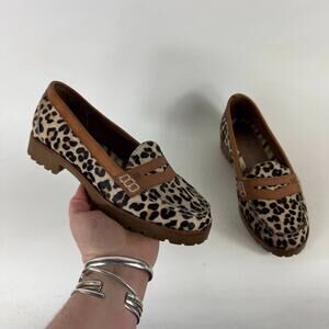 Sperry Top-Sider Hayden Penny Loafers Women's 6 Leopard Print Suede Slip-On